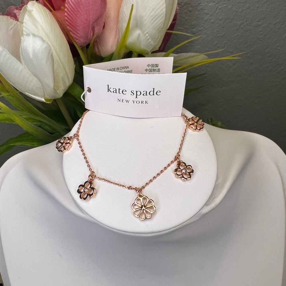 Kate Spade Rose Gold Flower Charm Bracelet